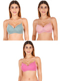 Women Everyday Padded Bra With Transparent With Bra Color Strap (Pack 3)