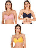 Women Everyday Padded Bra With Transparent With Bra Color Strap (Pack 3)