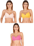 Women Everyday Padded Bra With Transparent With Bra Color Strap (Pack 3)