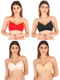 Women Everyday Padded Bra With Transparent With Bra Color Strap (Pack 4)