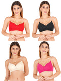 Women Everyday Padded Bra With Transparent With Bra Color Strap (Pack 4)