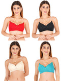 Women Everyday Padded Bra With Transparent With Bra Color Strap (Pack 4)