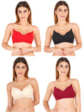 Women Everyday Padded Bra With Transparent With Bra Color Strap (Pack 4)