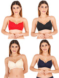 Women Everyday Padded Bra With Transparent With Bra Color Strap (Pack 4)