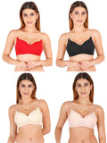 Women Everyday Padded Bra With Transparent With Bra Color Strap (Pack 4)