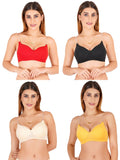 Women Everyday Padded Bra With Transparent With Bra Color Strap (Pack 4)