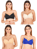 Women Everyday Padded Bra With Transparent With Bra Color Strap (Pack 4)