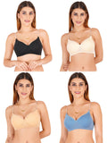 Women Everyday Padded Bra With Transparent With Bra Color Strap (Pack 4)