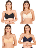 Women Everyday Padded Bra With Transparent With Bra Color Strap (Pack 4)