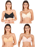 Women Everyday Padded Bra With Transparent With Bra Color Strap (Pack 4)