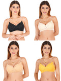 Women Everyday Padded Bra With Transparent With Bra Color Strap (Pack 4)