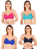 Women Everyday Padded Bra With Transparent With Bra Color Strap (Pack 4)