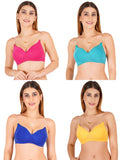 Women Everyday Padded Bra With Transparent With Bra Color Strap (Pack 4)