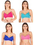 Women Everyday Padded Bra With Transparent With Bra Color Strap (Pack 4)