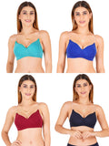 Women Everyday Padded Bra With Transparent With Bra Color Strap (Pack 4)