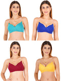 Women Everyday Padded Bra With Transparent With Bra Color Strap (Pack 4)