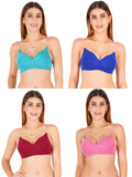 Women Everyday Padded Bra With Transparent With Bra Color Strap (Pack 4)