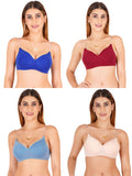 Women Everyday Padded Bra With Transparent With Bra Color Strap (Pack 4)