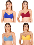 Women Everyday Padded Bra With Transparent With Bra Color Strap (Pack 4)