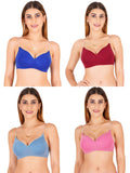 Women Everyday Padded Bra With Transparent With Bra Color Strap (Pack 4)