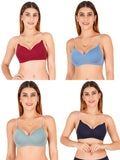 Women Everyday Padded Bra With Transparent With Bra Color Strap (Pack 4)