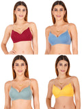 Women Everyday Padded Bra With Transparent With Bra Color Strap (Pack 4)
