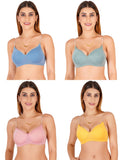 Women Everyday Padded Bra With Transparent With Bra Color Strap (Pack 4)