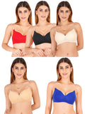 Women Everyday Padded Bra With Transparent With Bra Color Strap (Pack 5)