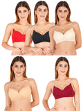 Women Everyday Padded Bra With Transparent With Bra Color Strap (Pack 5)