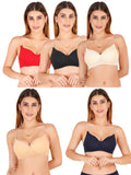 Women Everyday Padded Bra With Transparent With Bra Color Strap (Pack 5)