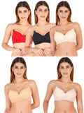 Women Everyday Padded Bra With Transparent With Bra Color Strap (Pack 5)