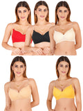 Women Everyday Padded Bra With Transparent With Bra Color Strap (Pack 5)