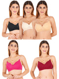 Women Everyday Padded Bra With Transparent With Bra Color Strap (Pack 5)