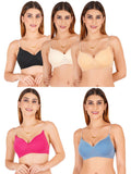 Women Everyday Padded Bra With Transparent With Bra Color Strap (Pack 5)