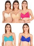 Women Everyday Padded Bra With Transparent With Bra Color Strap (Pack 5)