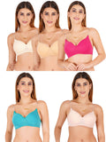 Women Everyday Padded Bra With Transparent With Bra Color Strap (Pack 5)