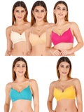 Women Everyday Padded Bra With Transparent With Bra Color Strap (Pack 5)