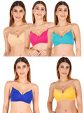 Women Everyday Padded Bra With Transparent With Bra Color Strap (Pack 5)