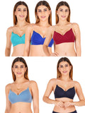 Women Everyday Padded Bra With Transparent With Bra Color Strap (Pack 5)