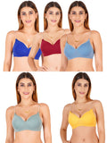 Women Everyday Padded Bra With Transparent With Bra Color Strap (Pack 5)