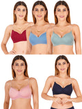 Women Everyday Padded Bra With Transparent With Bra Color Strap (Pack 5)
