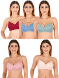 Women Everyday Padded Bra With Transparent With Bra Color Strap (Pack 5)