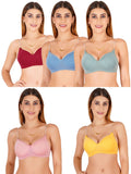 Women Everyday Padded Bra With Transparent With Bra Color Strap (Pack 5)
