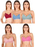 Women Everyday Padded Bra With Transparent With Bra Color Strap (Pack 5)