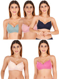 Women Everyday Padded Bra With Transparent With Bra Color Strap (Pack 5)