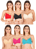 Women Everyday Padded Bra With Transparent With Bra Color Strap (Pack 6)