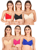 Women Everyday Padded Bra With Transparent With Bra Color Strap (Pack 6)
