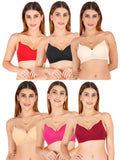 Women Everyday Padded Bra With Transparent With Bra Color Strap (Pack 6)