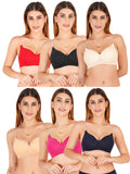 Women Everyday Padded Bra With Transparent With Bra Color Strap (Pack 6)