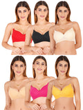 Women Everyday Padded Bra With Transparent With Bra Color Strap (Pack 6)